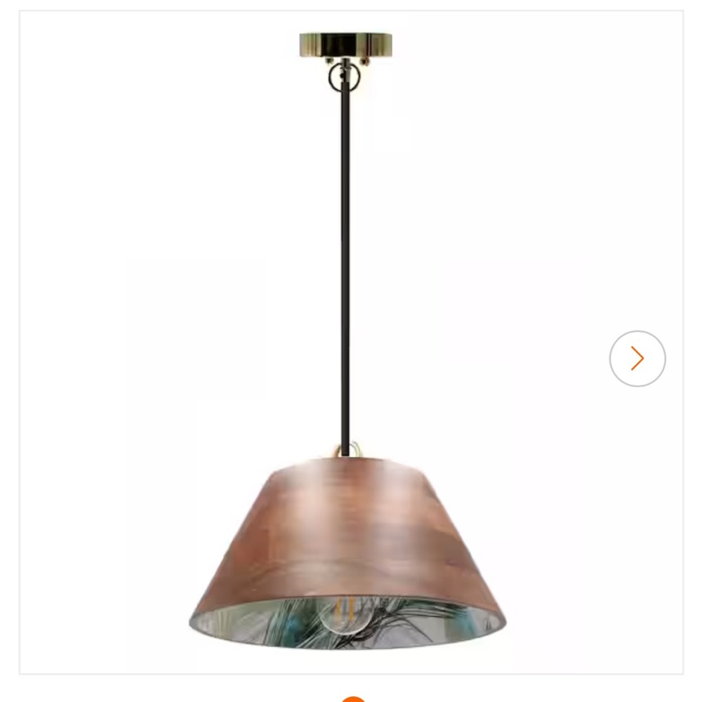 Kenn 1 - Light Solid Mango Pendant with Peacock Interior Accent by Bay Isle Home